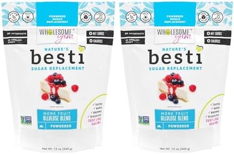 Wholesome Yum Besti Natural Powdered Sugar Substitute - Keto Confectioners Monk Fruit Sweetener Blend With Allulose (No Erythritol) - Non GMO, Zero Carb, Zero Calorie, No Aftertaste (12 oz, 2 Pack)