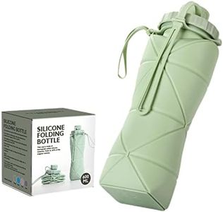 Tongke Collapsible Water Bottle Leakproof Valve Reusable BPA Free Silicone Foldable Water Bottle for Hiking Gym Camping Sports Travel 20oz (Green)