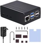 GeeekPi Raspberry Pi 5 Aluminium Case with USB-C Power Supply 27 W, Raspberry Pi 5 Armor Case with Passive Cooling, Raspberry Pi 5 USB-C Power Supply for Raspberry Pi 5 1GB/2GB/4GB/8GB