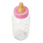 Pink Giant Plastic Baby Bottle Bank (27cm Tall) 1 Piece - Adorable Coin Saving Storage Solution for Kids and Nursery Decor