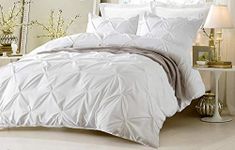 Web Linens Inc Oversized for Pillow Top 3pc Pinch Pleat Design White Duvet Cover Set Style # 1050 - King/California King - Cherry Hill Collection