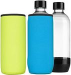 kwmobile Neoprene Cover Compatible with Soda Stream DUO/Terra - Cover Cooler for Glass Bottle - Set of 2, Light Blue/Yellow
