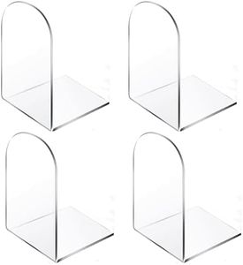 Lulonpon 4pcs Book Ends, Acrylic Bookends, Non-Skid Book End, Clear Bookends for School Library and Desktop Organizer, Acrylic Book Ends for Book Shelves