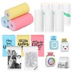 HUIJUTCHEN 9 Rolls Thermal Printer Sticker Paper, Self-Adhesive Color Sticker Paper for Instant Print Mini Printer, Including 6 Rolls Colorful Sticker Paper, 3 Rolls White Sticker Paper (A1)