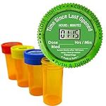 TimerCap Automatically Displays Time Since Last Opened - Built-in Stopwatch Smart Pill Bottle Cap Medication Reminder Case ( Qty 4 - 1.8 oz Amber Bottles) CRC