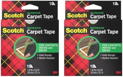 3M Scotch Double-Sided Carpet Tape 1.3 in x 40 ft – Heavy Duty Indoor/Outdoor Rug Gripper for Hardwood, Vinyl, Tile & Concrete Floors – Non-Slip Adhesive for Area Rugs and Mats - 2 Pack