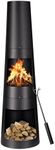 Chiminea Outdoor Fireplace, Cast Iron Chiminea 49.3 Inch Outdoor Fireplace for Patio, Patio Metal Rocket Fireplaces, Outdoor Wood Burning Fire Pit, Backyard Outdoor Fire Pits
