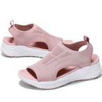 Women's Walking Sandals Summer Athletic Sport Sandals Orthopedic Arch Support Comfy Orthotic Sandals Open Toe Slip On Quick-Drying Knit Beach Water Sandals Mesh Soft Sole Casual Sandals Pink 8