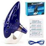 Kmise Legend of Zelda Ocarina, 12 Hole Ocarina Alto C with Song Book Display Stand Neck String Neck Cord