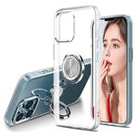 WATACHE Compatible with iPhone 13 Pro Max Case, Clear Crystal Slim Fit Protective Phone Case Cover with [Ring Holder Kickstand] [Magnetic Car Mount Feature] for iPhone 13 Pro Max 6.7 Inch 2021,Clear