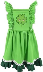 Unique Baby Girls St Patricks Day Dress Lucky Shamrock Outfits for Girl Toddler and Kids (6Y, Smiley Clover)