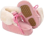 Fnnetiana Newborn Baby Warm Winter Snow Boots Toddler Soft Sole Anti-Slip Infant Prewalker Unisex Nursling Crib Shoes, Pink, 12-18 Months Toddler