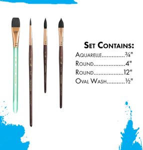 Princeton Neptune Watercolour Brush Set – Synthetic Squirrel, 4-Piece, Short Handle