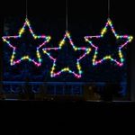 Christmas Window RGB Star Lights 3PCS Battery Operated Christmas Window Lights Decoration with Timer and Remote,Color Changing 8 Lighting Modes Hanging Star Lights for Window Decor Porch Indoor