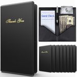 Guest Check Card Holder Presenter - 10 & 20 Pack Restaurant Server Bill Book - Black with Gold Thank You Imprint - Size 5.5" x 10" (10 Pack)