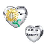 LSxAB Nana Charm You are My Sunshine Sunflower Bead Compatible with Pandora Charms Bracelets