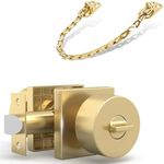 Mega Handles SUANA Collection - Reversible Entrance Door Knob + Transom Chain (Satin Brass)