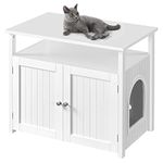 Yaheetech Cat Litter Box Enclosure Cat Litter Tray, Hidden Litter Box Furniture Cat Washroom with Open Storage Shelf, Indoor Cat House Cat Litter Cabinet for Living Room, 80x51x66cm (LxWxH)