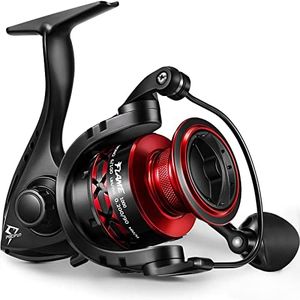 Piscifun Flame Spinning Reels, Lightweight 9+1BB Ultra Smooth Spinning Fishing Reels, Carbon Fiber 19.8Lbs Max Drag, 1000, Red