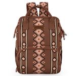 Wrangler Aztec Backpack for Women Casual Daypack Travel Bags with Side Bottle Pockets, Camel, Modern WG2204-9110CM