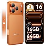Blackview Sim-free & Unlocked Mobile Phones, 3-Year Warranty, Wave 7C, 32MP Camera, Android 16 Smartphone, 6.56” Display, 5000mAh Battery, Dual SIM, IP54 Water Resistance, 64GB Storage, Orange
