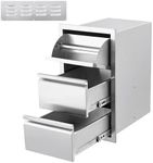 GarveeLife 15W x 26H x 20D Inch Outdoor Kitchen Stainless Steel Double Access Drawers with Paper Towel Holder Combo for BBQ Outdoor Kitchen Island or Grill Station