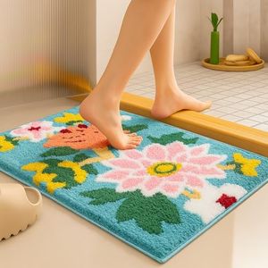 Roseate Nature Super Soft (40x60 cm) Microfibre 2000 GSM Bath Mat Super Absorbent Anti Skid Door Mats for Home/Bathroom/Bedroom/Kitchen/Floor Mat (Green) Pack of 1