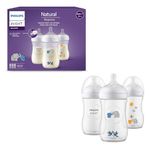 Philips Avent Natural Response Baby Gift Set, 3 Natural Response Baby Bottles 260 ml with T3 (1 m+ Teats), SCY903/63