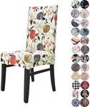 Lalluxy Stretchy Parson Chair Slipcovers for Dining Room Chair seat Covers Chair Protectors for Party Pet Protection Universal Fit Soft Polyester Set of 4 (Orange Flowers)