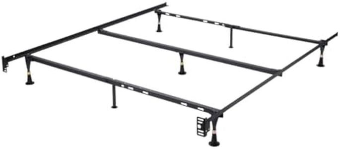 Heavy Duty 7-Leg Adjustable Metal Queen, Full, Full XL, Twin, Twin XL, Bed Frame with Center Support & Glides Only