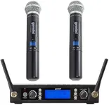 Gemini Sound Pro Dual Wireless Microphone System, Professional Handheld Long Range (150 Ft) Mic Set for DJ, Church, Karaoke, XLR Connector, 2 (UHF-6200M) Microfono