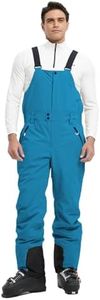 fit space Men's Insulated Ski Bib Overalls Waterproof 15,000mm Winter Snow Snowboarding Pants (Blue,Small)