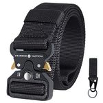 FAIRWIN Tactical Belts for Men, Upgrade Quick-Release Press Buckle Military Style Nylon Belt with Molle Pouch (Black-, M(Waist 36 inch-42 inch))