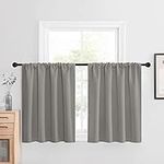 NICETOWN Blackout Window Covering for Kitchen, Thermal Insulated & Privacy Protection Solid Rod Pocket Curtains Short Window Panels, Set of 2 Pieces, 42W x 30L, Sand