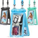 Waterproof Phone Pouch [3-Pack] Double Space Waterproof Phone Case with Adjustable Lanyard Water proof Cell Phone Pouch for iPhone IPX8 Underwater Phone Cases Phone Dry Bag for Vacation Beach Swimming