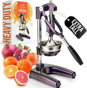 Zulay Kitchen Cast Iron Juicer Orange Metal Presser Citrus Squeezer, Purple