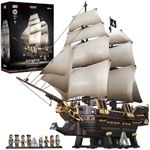 Wise Block Assassin's Creed Black Flag Jackdaw (Epic Warship Edition) Building Set - Collectible Pirate Ship Model Kit with 8 Minifigures & Display Base, Building Block Gift for Adults 18+, HA395107