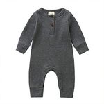 Baby Boys, Girls Knitted Romper, Jumpsuit, Bodysuit, Onesie, Pyjamas, Ribbed Outfit, gray, 12-18 Months