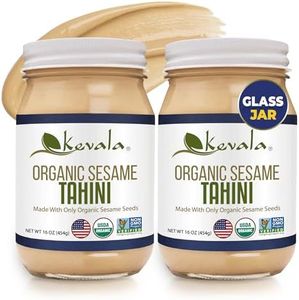 Kevala Organic Sesame Tahini | USDA Organic, Non‑GMO Project Verified & Kosher Certified | Smooth Hulled Sesame Paste in Glass Jar for Spreads, Sauces & Cooking | 16 oz Each | 2-Pack