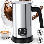 Milk Frother, [4-in-1] Homtronics 10 oz Electric Milk Frother and Steamer with Cold & Hot Froth for Latte Cappuccino, Automatic Coffee Foam Maker, Stainless Steel Instant Milk Chocolate Steamer Heater