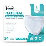 Veeda Natural Adult Incontinence Underwear for Men - Disposable Underwear for Bladder Leakage Protection - Adult Diapers for Men with Maximum Absorbency - Small/Medium Size - 24 Count