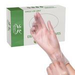 AM SAFE-X delivering the best Vinyl Examination Gloves | Latex Free Rubber | Ultra-Strong, Clear | Fluid, Blood, Exam, Healthcare, Food Handling Use | No Powder (100, Large)