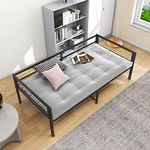 DUMEE Twin Day Bed Frame with Storage, Multifunctional Mattress Foundation/DayBed Sofa with Headboard, Reinforced Support, No Box Spring Needed, Twin, Black