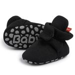 Sawimlgy Newborn Infant Baby Girl Boy Cotton Booties Stay On Sock Slippers Soft Bedroom Shoes Non-Skid Ankle Boots With Grippers Toddler Crib Warm Shoe First Walker Birthday Shower Gift, 01/Black,