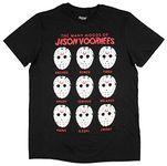 The Many Moods Of Jason Voorhees Mask Shirt Distressed Officially Licensed Horror Film Movie T-Shirt (Medium)