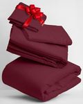 Mellanni Twin Sheet Set - 3 PC Iconic Collection Bedding Sheets & Pillowcases - Hotel Luxury, Extra Soft, Cooling Bed Sheets - Deep Pocket up to 16" - Wrinkle, Fade, Stain Resistant (Twin, Burgundy)