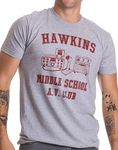 Ann Arbor T-shirt Co. Men's Hawkins Middle School A.V. Club Vintage Style 80S Costume Av Hawkin T-Shirt XX-Large Grey