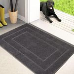 PURRUGS Dirt Trapper Door Mat 20in x 31.5in, Non-Slip/Skid Machine Washable Entryway Rug, Dog Door Mat, Super Absorbent Welcome Mat for Muddy Wet Shoes and Paws, Grey