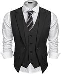 COOFANDY Men's Layered Suit Vest Business Dress Vests Formal Wedding Waistcoat Slim Fit