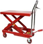 Hydraulic Lift Table Cart 1100LBS Double Scissor Lift Table, Cart Lift Table Cart 30.8" Lifting Height with 4 Wheels and Foot Pump, Hydraulic Cart for Material Handling and Freight Lifting